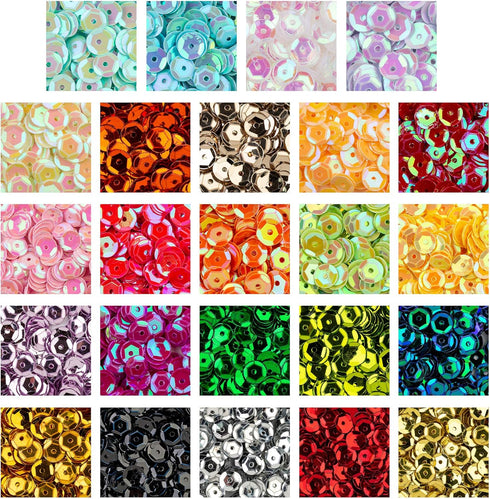 Crafare 6mm Loose Cup Sequins for Crafts 16800PCS Rainbow Sequin Bulk Iridescent Spangles Mixed 24 Color for Home DIY Sewing Arts...