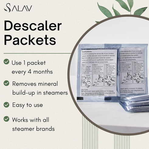 Garment Steamer Descaling Solution Decalcifier Packets for Mineral Deposits and Build-up Removal, Maintenance for Clothes Steamer, Works with all ...