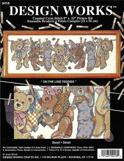 Design Works Crafts On The Line Teddies Counted Cross Stitch Kit, Brown...