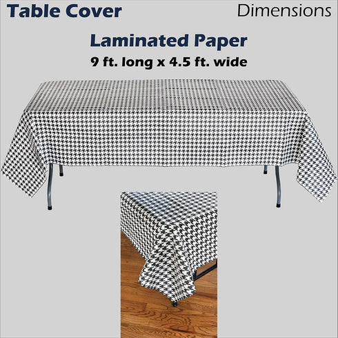 Havercamp Houndstooth Table Cover (54" x 108"). Water and Tear Resistant, Black and White Paper Cover. Alabama Houndstooth...