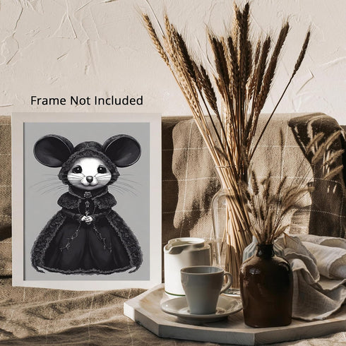 Posterizer 1 pcs- cute gothic mouse-black and white art-Gothic Art-Art for Animal Lovers- Living Room Bedroom Decor- unframed wall art...