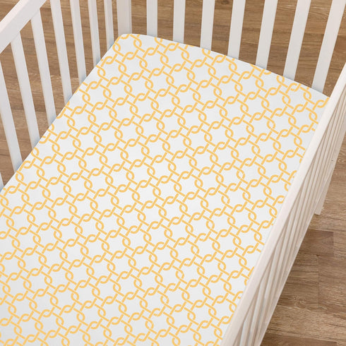 American Baby Company 100% Natural Cotton Percale Fitted Crib Sheet for Standard Crib and Toddler Mattresses, Golden Yellow Twill Gotcha, Soft Bre...