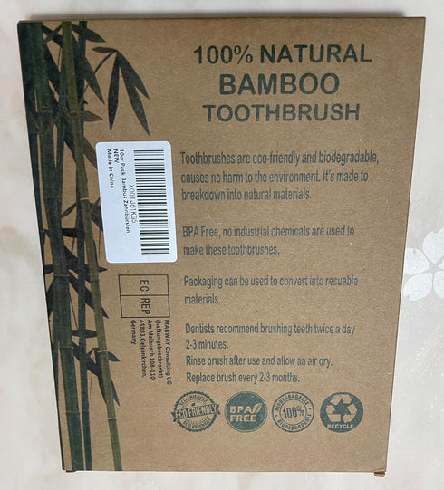 10 Color Soft Bristles Natural Bamboo Toothbrushes Set, Premium BPA Free for Best Clean, Eco-Friendly, Plastic-Free, Vegan, Biodegradable & Compos...
