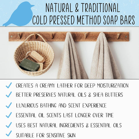 Bluebyrd Soap Co. Cedar Balsam + Mint Solid Shampoo & Body Wash Soap Bar | 100% All Natural Multi-Purpose Bars -Refreshing Menthol Scent | Pure Es...