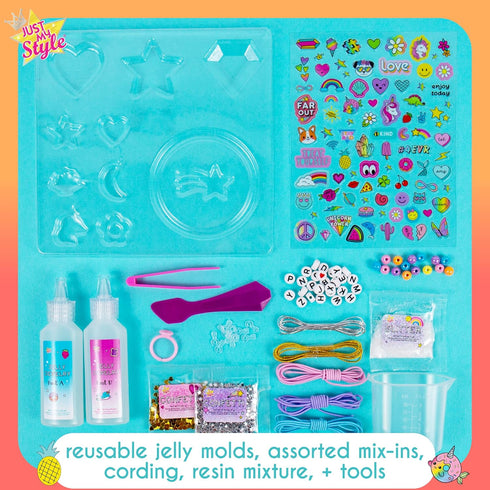 Just My Style Sparkling Jelly Jewelry, Make Your Own Squishy Jewelry, Create 25 Pieces of Jelly Jewelry, Fun Weekend or Sleepover Activity, Great ...