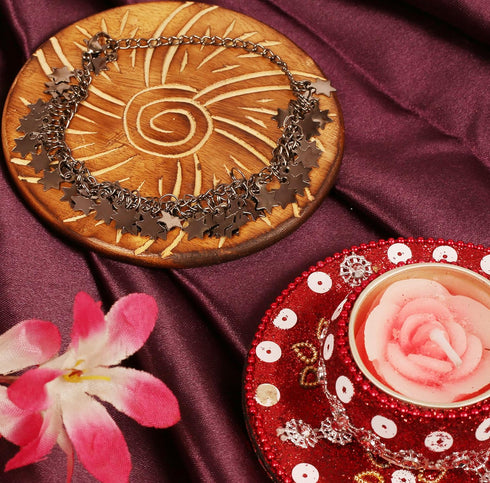 Touchstone NEW Indian Bollywood Handcrafted Stars Inspired Designer Jewelry Anklet in Silver Tone for Women....