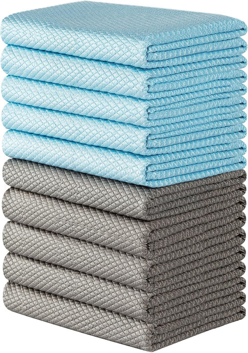 MR.SIGA Fish Scale Pattern Cleaning Cloths, Reusable Microfiber Cleaning Cloths, Lint Free Microfiber Kitchen Towels for Polishing, 10 Pack, 12.6 ...
