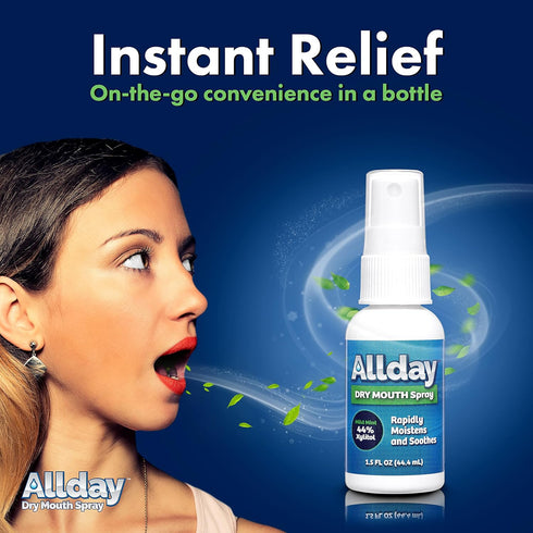 Allday Dry Mouth Spray - Maximum Strength Xylitol, Fast Acting, Non-Acidic (Pack of 2)...
