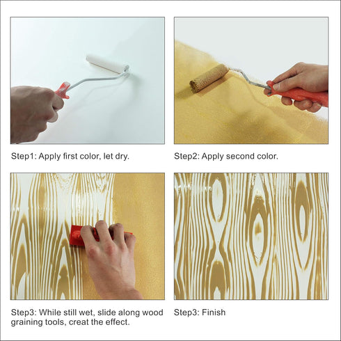 Wood Graining Painting Tool, Rubber Empaistic Wood Grain Tool Household Wall Art Paint 3"/6"(MS3)...