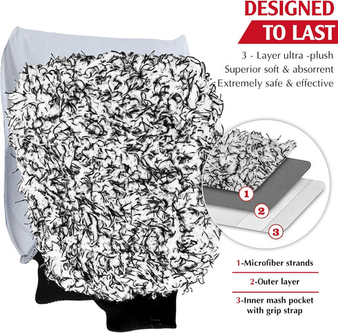 TAKAVU Microfiber Cleaning Mitt, 2 Pack Premium Cyclone Car Washing Gloves, Scratch-Free Lint-Free Wash Mitts, Holds Tons of Sudsy Water for Effec...