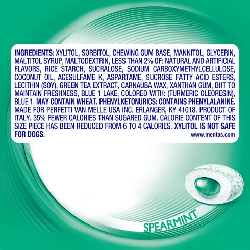 Mentos Pure Fresh Sugar-Free Chewing Gum with Xylitol, Spearmint, 120 Piece Bulk Resealable Bag (Pack of 1)...