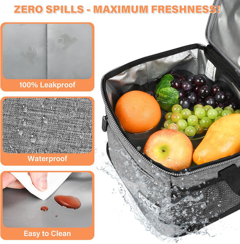 Tirrinia Insulated Lunch Box for Men/Women, Leakproof Lunch Bag for School Work, Large Lunch Tote Kids Boys Girls Student Back to School, Soft Coo...