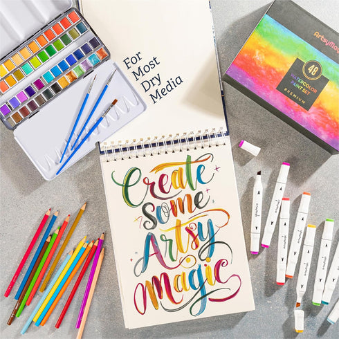 9 x 12 Sketch Book, Top Spiral Bound Sketch Pad, 100-Sheets (68lb/100gsm) Drawing Paper, Acid Free Art Sketchbook - Drawing Pad, Painting Writing ...