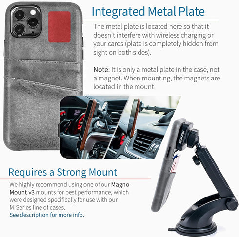 Dockem Wallet Case for iPhone 11 Pro: Built-in Metal Plate for Magnetic Mounting & 2 Credit Card Holders: M2 Exec Premium Synthetic Leather (5.8, ...