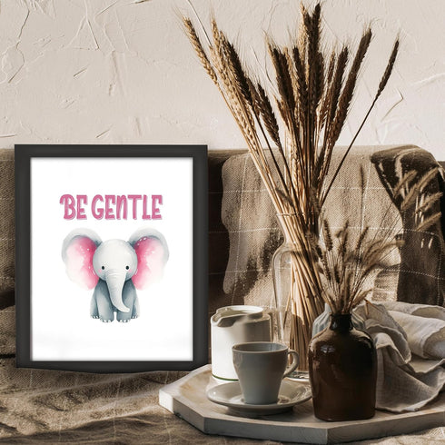 Posterizer 1 pcs-be gentle-cute elephant quote-Kids Room Art-Motivational & Inspirational Art-Gift for Daughter, Son, Kids-decor for nursery toddl...