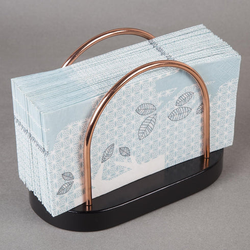 Wood Napkin Holder for Tabletop – Chestnut Wood with Black Copper Wire, Tissue Paper Dispenser for Kitchen or Dining...