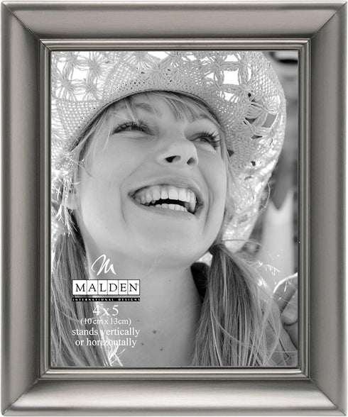 Malden International Designs Concourse Pewter Metal Picture Frame, 4x5, Silver - 192-45...