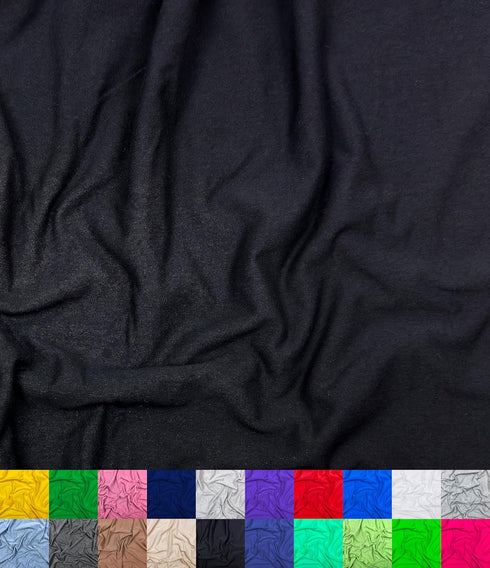 | Cotton Spandex Fabric | by The Yard | Stretchy, Breathable, Lightweight Cotton Fabric | 60" Wide Roll | Sewing | 95% Cotton, 5% Spandex (Black, ...