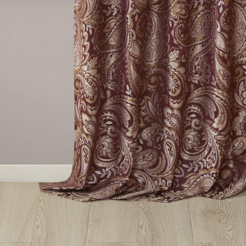 Madison Park Aubrey 2 Panel Curtain Faux Silk Paisley Jacquard, Rod Pocket Curtain for Living Room, Kitchen, Room Darkening Window Drape for Bedro...