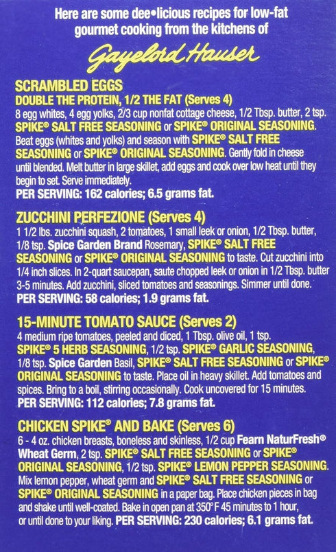 Spike All Natural Seasoning - Salt Free 9 oz Box...