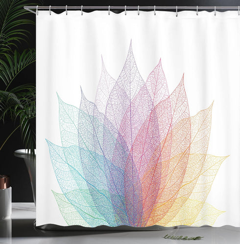 Ambesonne Abstract Shower Curtain, Leaf Abstract Artwork 4 Season Flora Delicate and Nature Theme, Cloth Fabric Bathroom Decor Set with Hooks, 70 ...
