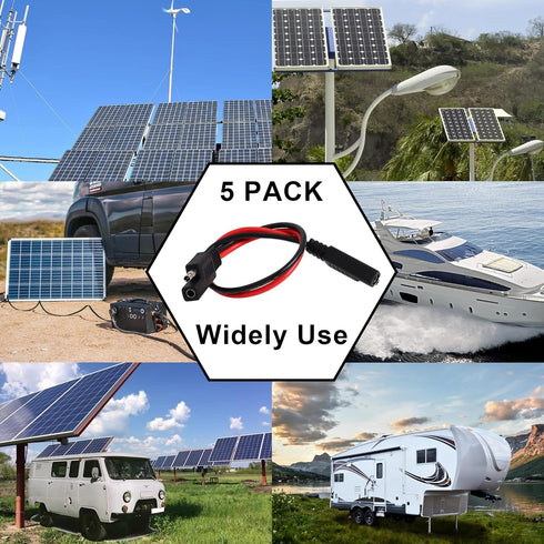 Wadoy 2 Pin Quick Disconnect Wire Harness SAE Connector 14 Gauge Heavy Duty Hight Capacity Battery Cable 10'' Leads(5 pack)...