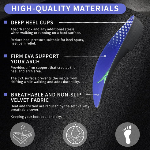 3/4 Arch Support Insoles for Men and Women, Plantar Fasciitis Insoles, Orthotic Inserts for Flat Feet Over-Pronation, Rigid High Arch Support Shoe...