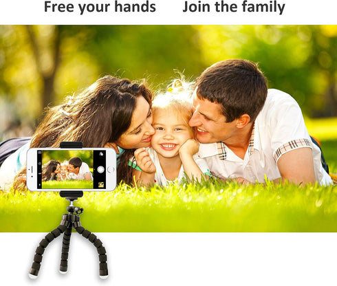 Ubeesize Flexible Mini Phone Tripod, Portable and Adjustable Camera Stand Holder with Wireless Remote and Universal Clip, Compatible with Cellphon...
