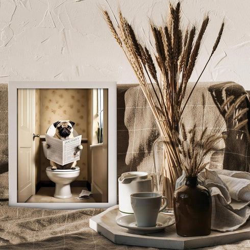 Posterizer 1 pcs-Cute funny dog-Abstract & Modern Art-Comedy Art-Gift for Men Women Entrepreneur Teens - Bathroom, restroom Decor- UNFRAMED Wall A...