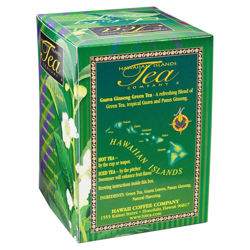 Hawaiian Islands Tea Company Guava Ginseng Green Tea, All Natural - 20 Teabags (1 Box)...