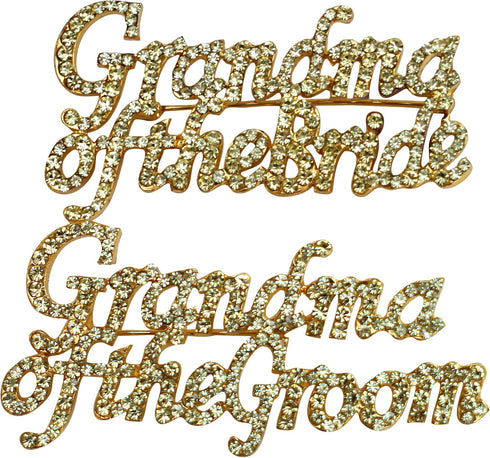 Rhinestone Pin Set-Grandma of the Bride/Groom-Gold Brooch, One Size...