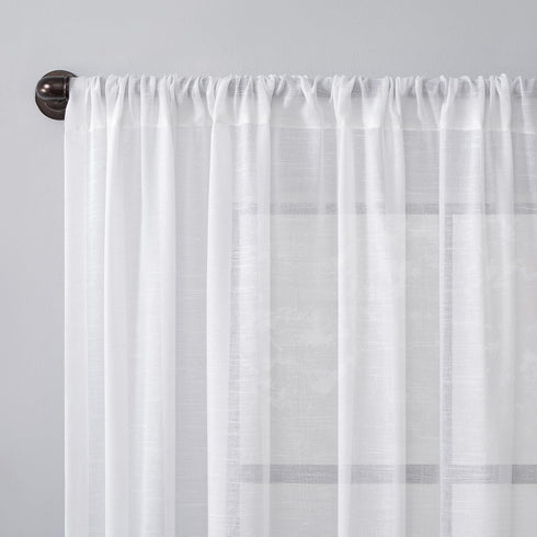 Archaeo Slub Textured Linen Blend Curtain, 52" x 84", White...