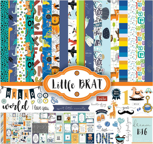 Inkdotpot It’s a Baby Boy Theme Collection Double-Sided Scrapbook Paper Kit Cardstock 12"x12" Card Making Paper Pack with Sticker Sheet - 16 Pages...