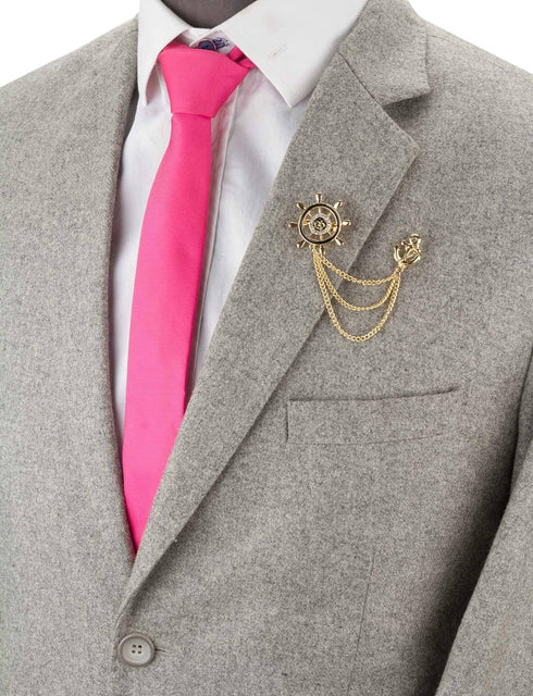 Knighthood Steering Wheel Royal Crown Rudder Anchor Tassel Chain Lapel Pin Badge Coat Suit Collar Accessories Brooch for Men...