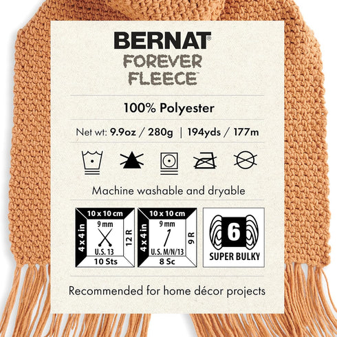 Bernat Forever Fleece Rose Hip Yarn - 2 Pack of 280g/9.9oz - Polyester - 6 Super Bulky - 194 Yards - Knitting/Crochet......