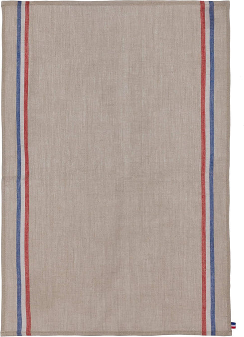 French 100% Linen Towel, Tricolore Naturel, 17 by 26 Inches, Beige, Red and Blue...