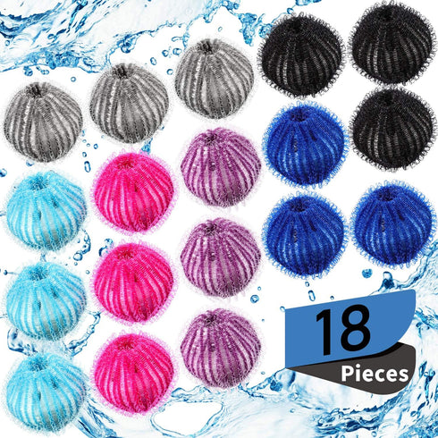 Blulu 18 Pieces Pet Hair Remover for Laundry Dryer Balls Reusable Washing Machine Hair Catcher Pet Dog Cat Catcher Lint Remover (Light Blue,Blue,G...