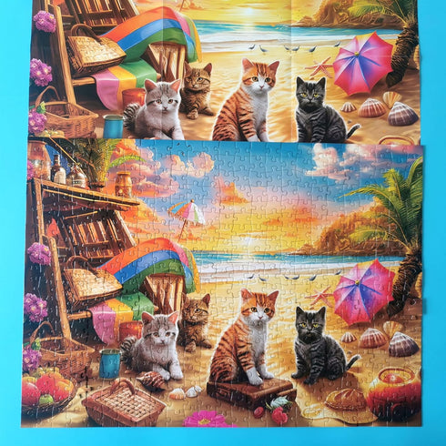 500 Pieces Jigsaw Puzzles for Adults - Difficult Puzzles for Adults Challenging - Cats Seaside Sunset...
