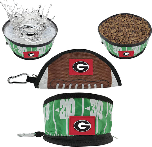 NCAA GEORGIA BULLDOGS Collapsible Dog Travel Bowl, Food and Water Bowl for Dogs & Cats. Best Portable & Lightweight Leak-Proof Pet Bowl for Travel...