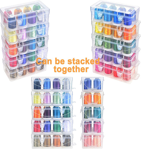 New brothread - 20 Options - 8 Snap Spools of 1000m Each Polyester Embroidery Machine Thread with Clear Plastic Storage Box for Embroidery & Quilt...