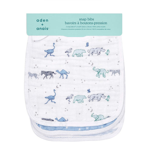 aden + anais Snap Baby Bib, 100% Cotton Muslin, 3 Layer Burp Cloth, Super Soft & Absorbent for Infants, Newborns and Toddlers, Adjustable with Sna...