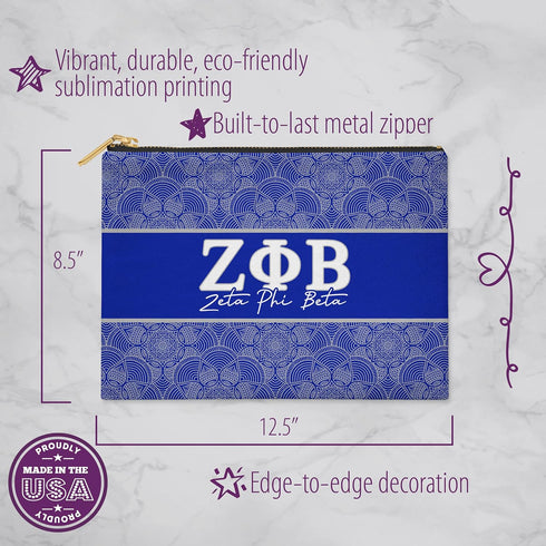 BBGreek Zeta Phi Beta Official Vendor - Makeup Pouch - Accessory Bag - Mandala - Sorority Paraphernalia...
