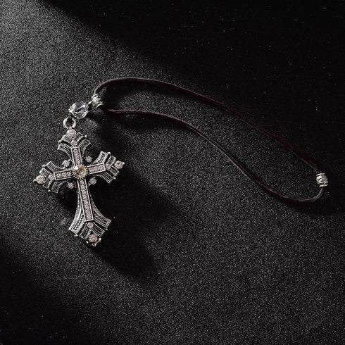 Car Pendant Metal Diamond Hanging Cross, Auto Interior Rearview Mirror Dangle, Interior Decoration Pendant...