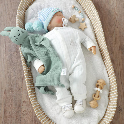 Organic Cotton Bunny Loveys for Babies,Newborn Baby Lovey Security Blanket,Lovies for Babies New Born Baby Unique Neutral Gifts Boys and Girls (Bu...