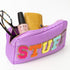 Fablinks Pink Nylon Cosmetic Bag with Chenille Letter Patches...