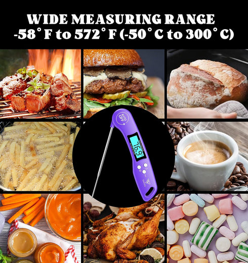 DOQAUS Digital Meat Thermometer, Instant Read Food Thermometer for Cooking, Kitchen Probe with Backlit & Reversible Display, Cooking Temperature P...