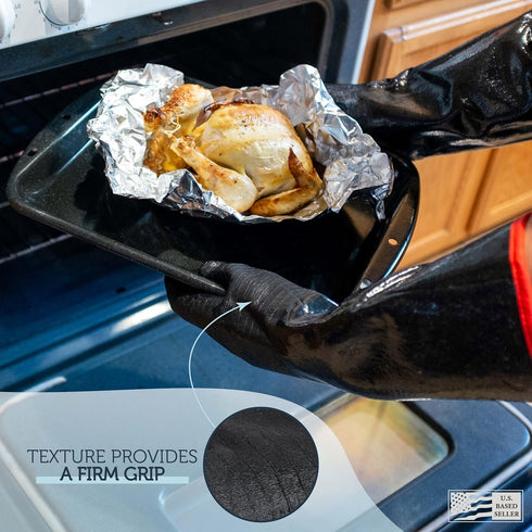 BBQ Grill Gloves 17in Oven Mitts - 932 Deg F Heat Resistant Gloves for Cooking Smoker Grilling Accessories...