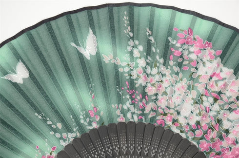 OMyTea® Women Hand Held Silk Folding Fan with Bamboo Frame - with a Fabric Sleeve for Protection for Gifts - Sakura Cherry Blossom Pattern (WZS-2)...