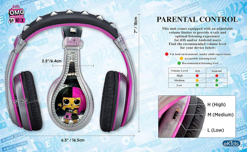 eKids LOL Surprise Headphones for Kids, Wired Headphones for School, Home or Travel, Tangle Free Stereo Headphones with Parental Volume Control, C...