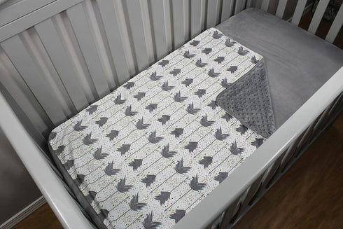 Dear Baby Gear Deluxe Baby Blankets, Custom Minky Print, Grey Arrows on Confetti, Grey Minky Dot...
